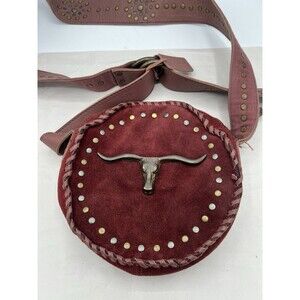 Idyllwind Crossbody Burgundy & Pink Suede Leather Crossbody Bag Western Studded